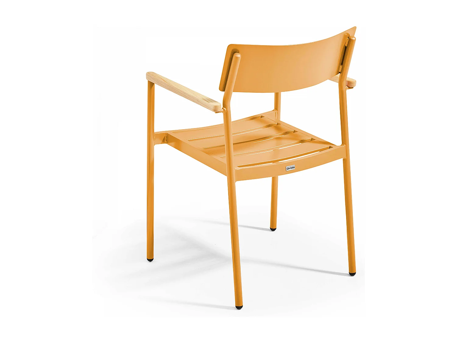Fauteuil de jardin en aluminium et bois jaune moutarde