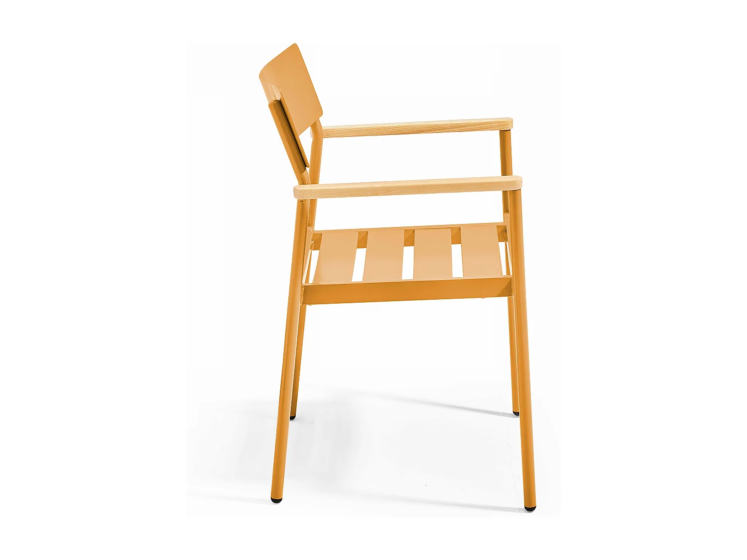 Fauteuil de jardin en aluminium et bois jaune moutarde