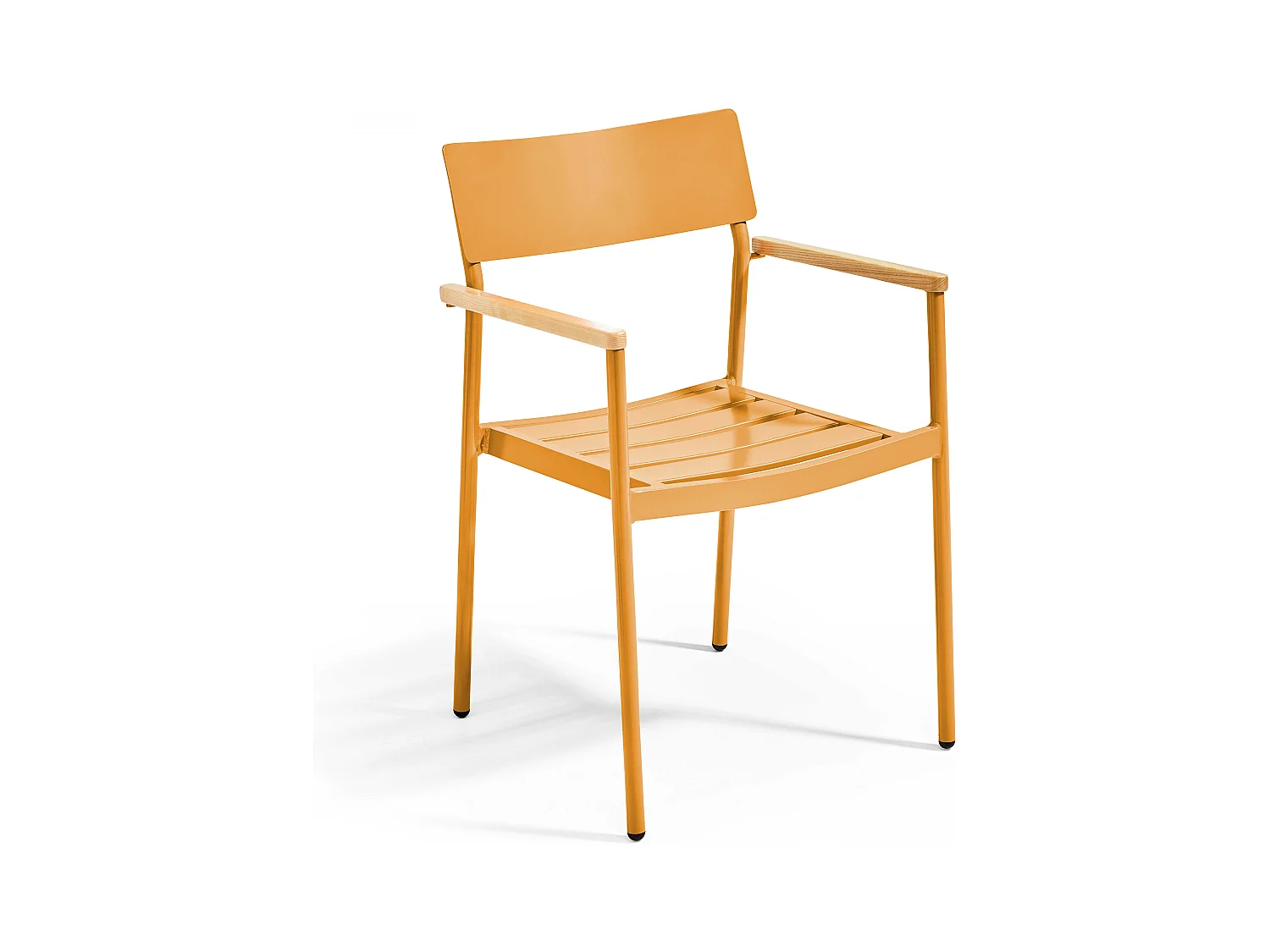 Fauteuil de jardin en aluminium et bois jaune moutarde