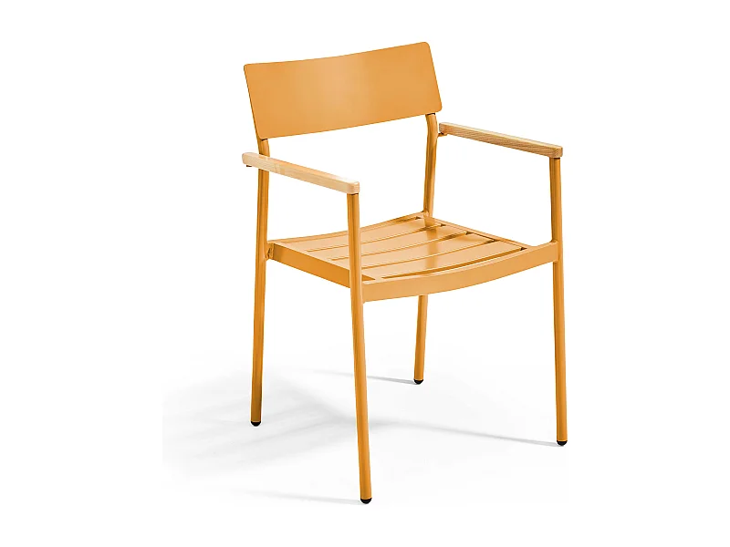 Fauteuil de jardin en aluminium et bois jaune moutarde