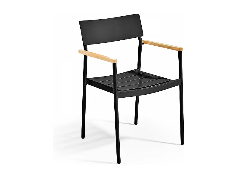 Tuinstoel van en zwart hout