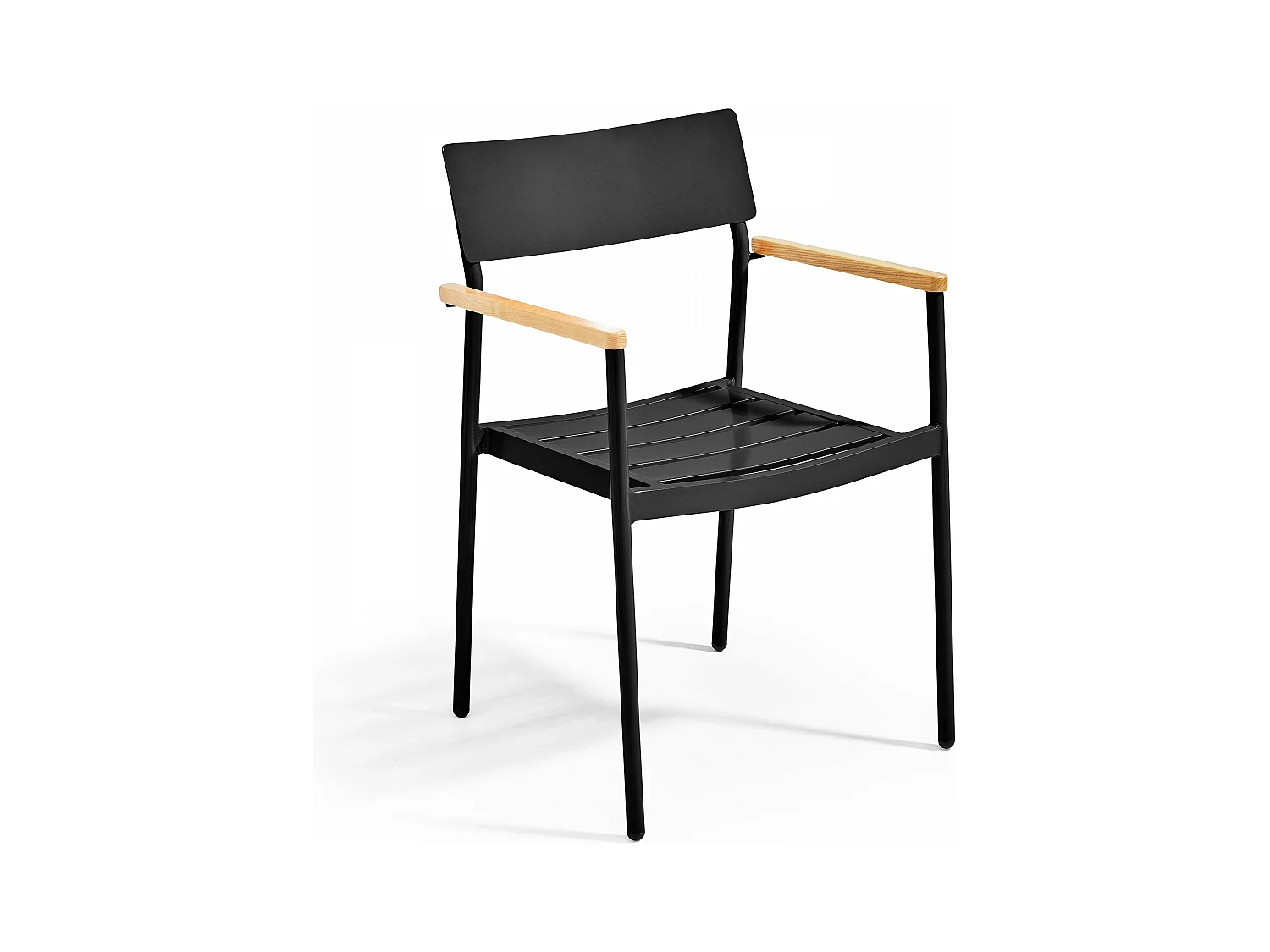 Fauteuil de jardin en aluminium et bois noir