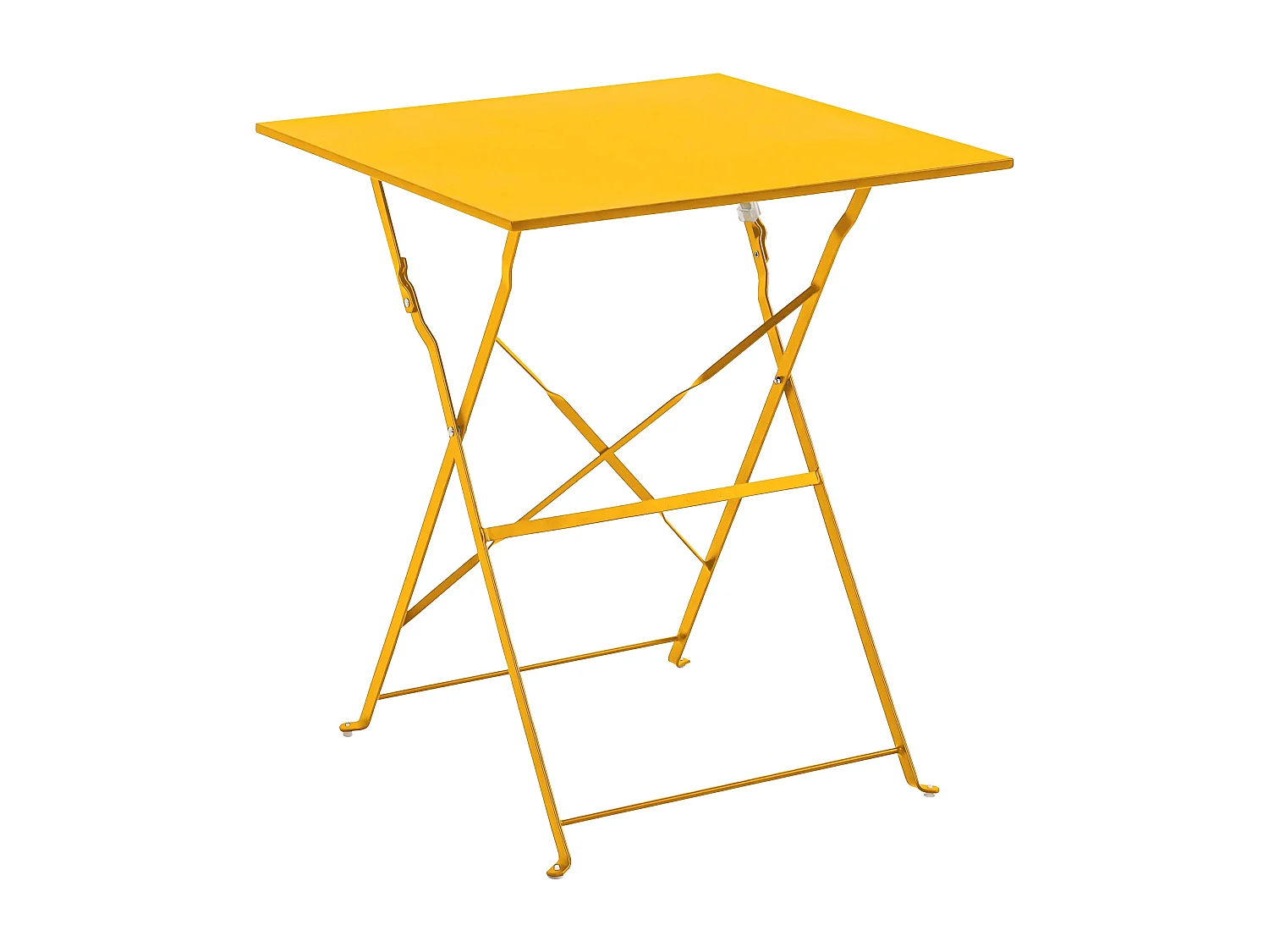Table de jardin et 2 chaises acier jaune