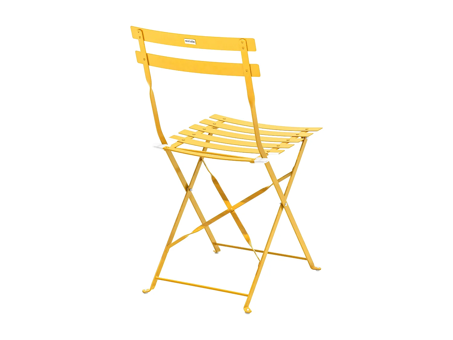 Table de jardin et 2 chaises acier jaune