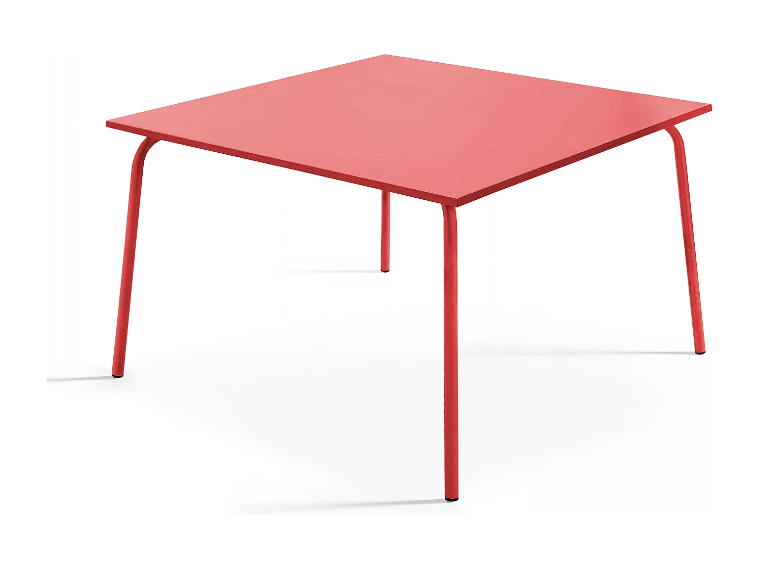 Ensemble table de jardin carrée et 8 fauteuils en métal rouge - Palavas