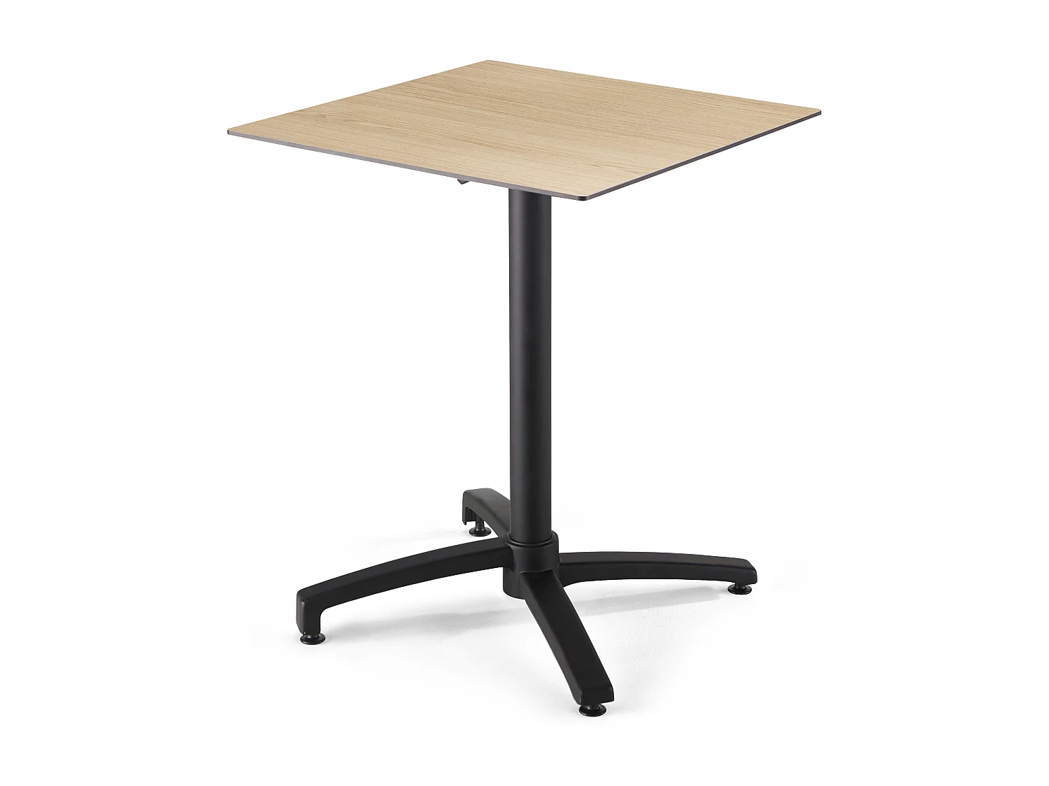 Tuinset met een gelamineerde eikenhouten tafel en 4 grijze fauteuils