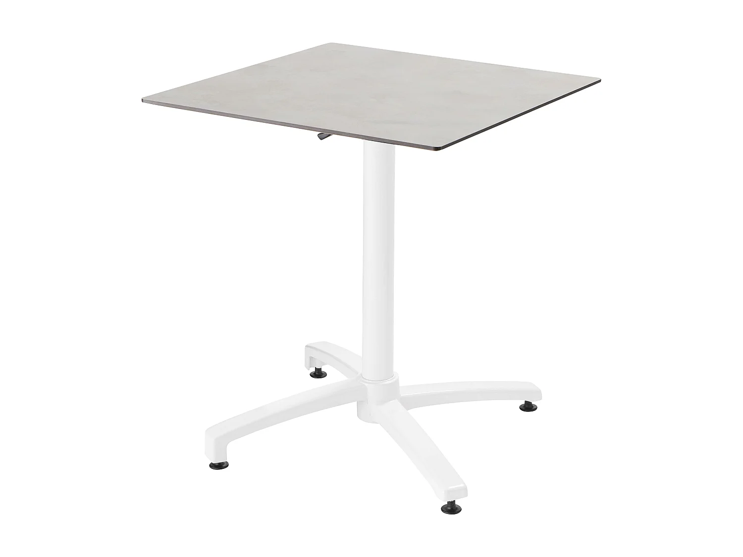 Ensemble table terrasse stratifié béton avec 2 fauteuils blanc