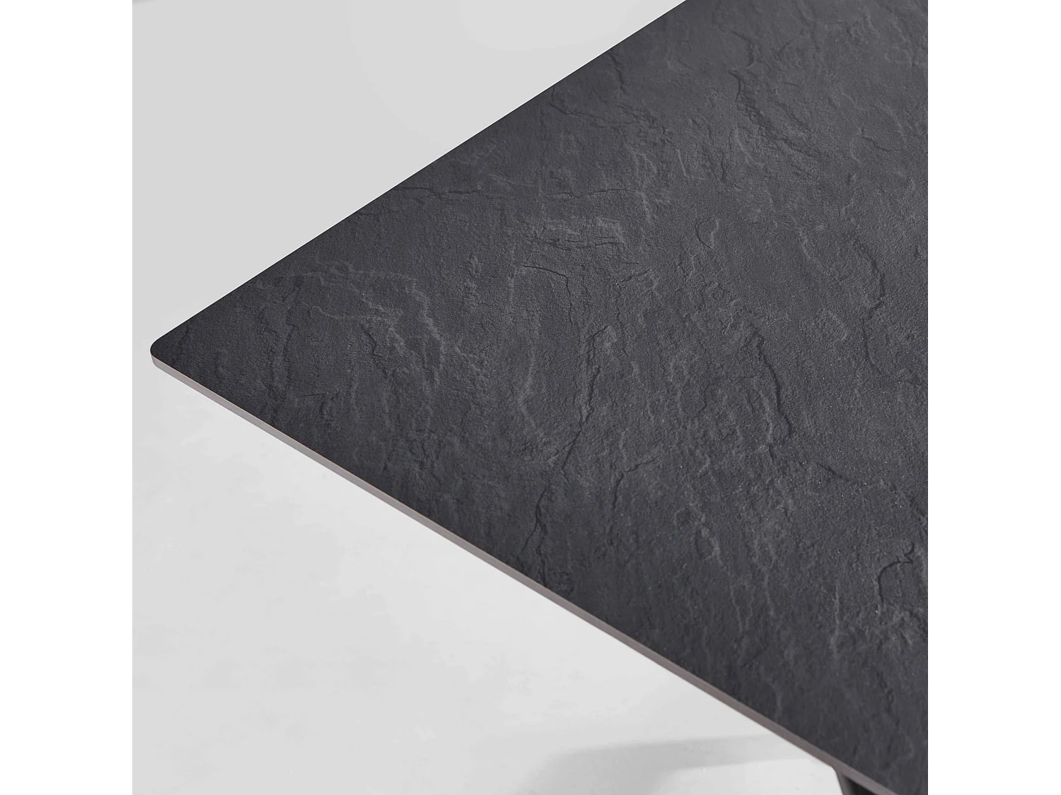 Ensemble table de jardin stratifié ardoise gris et 2 fauteuils gris