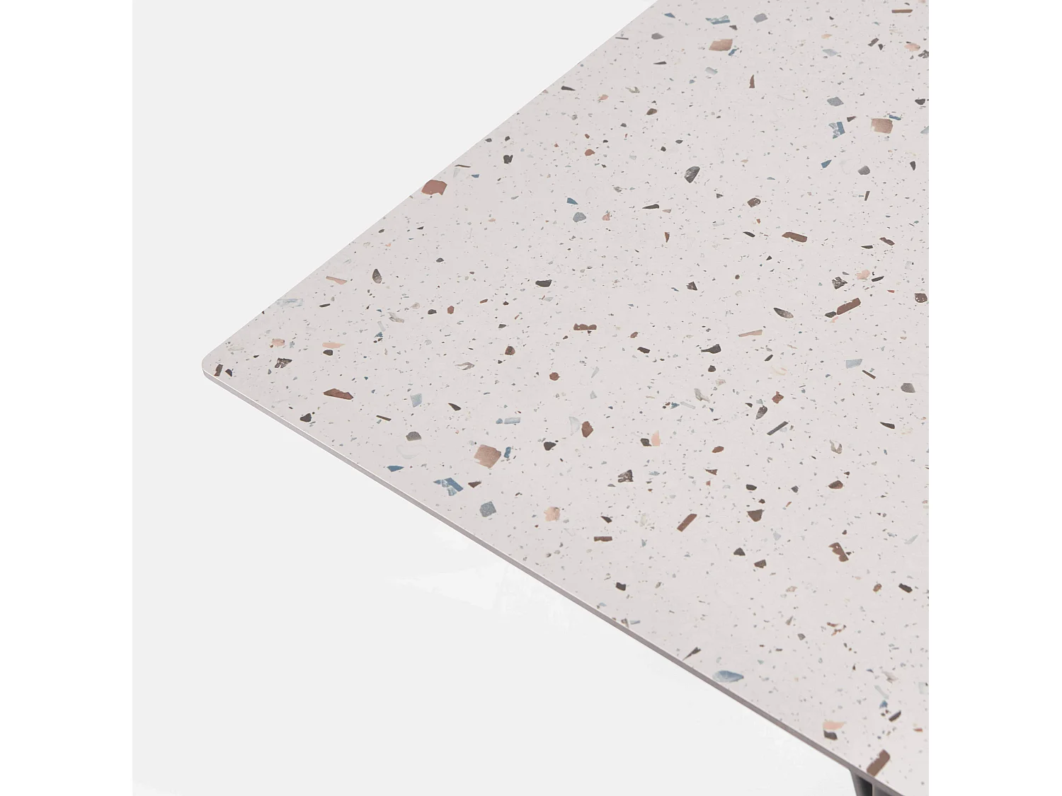 Ensemble table de terrasse stratifié terrazzo et 2 fauteuils gris