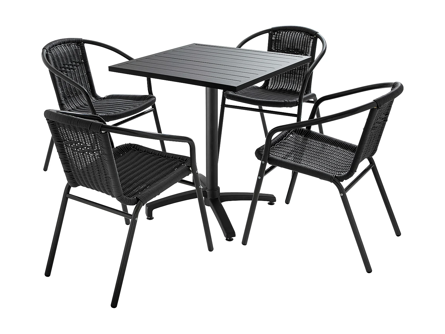 Ensemble table de jardin bistrot et 4 chaises en aluminium gris