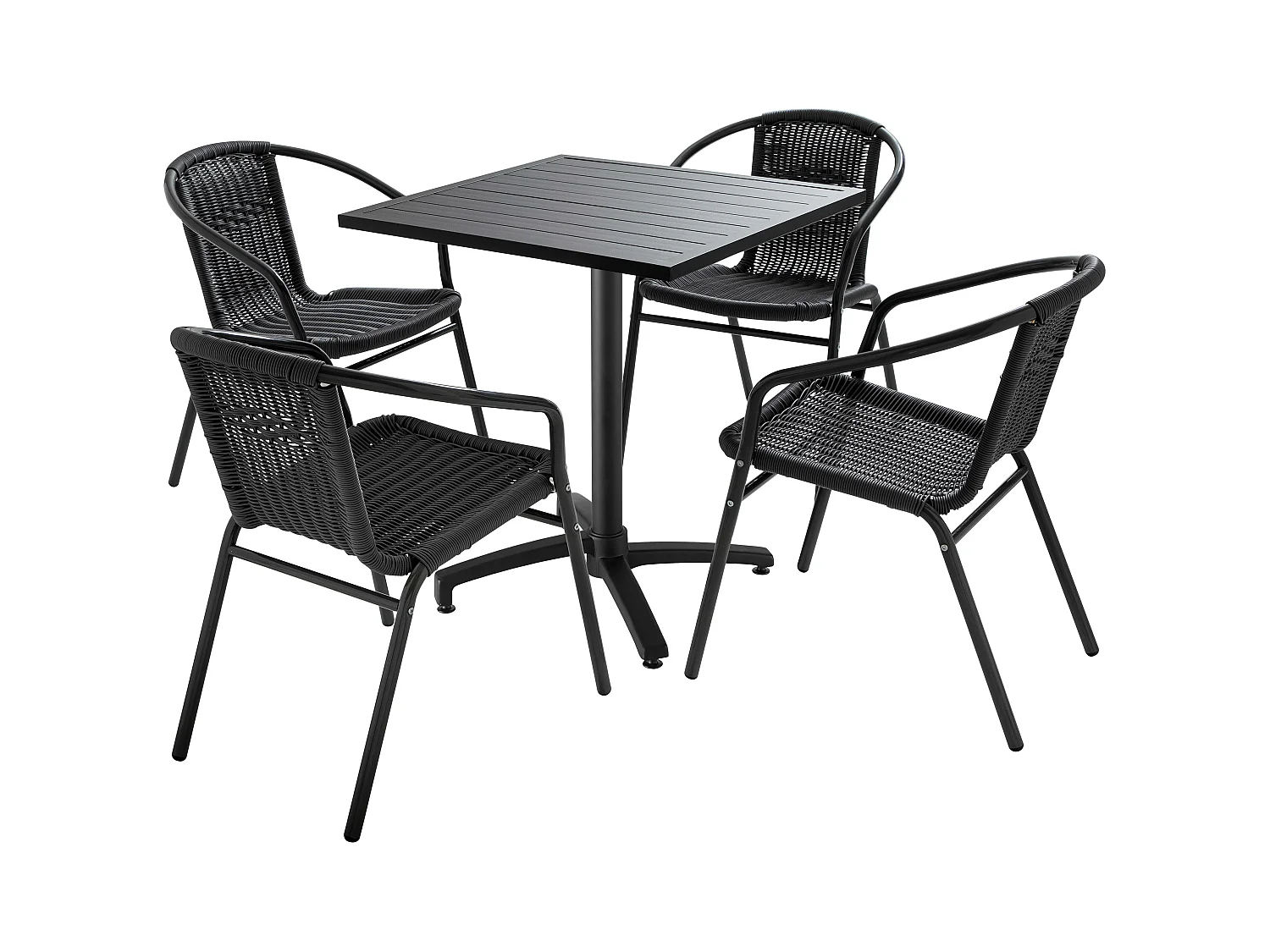 Ensemble table de jardin bistrot et 4 chaises en aluminium gris