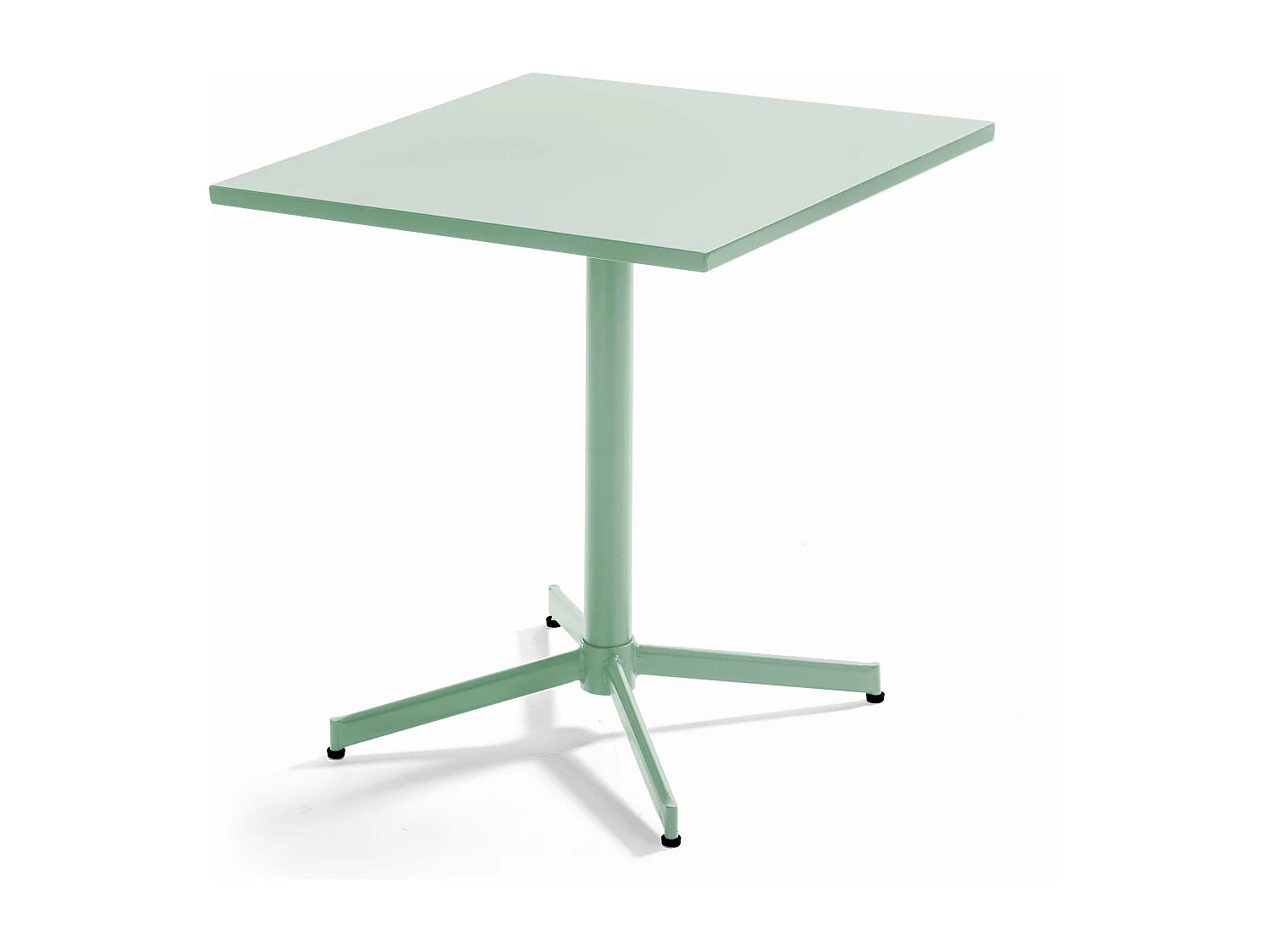 Ensemble table de jardin carrée et 2 fauteuils métal vert sauge - Palavas