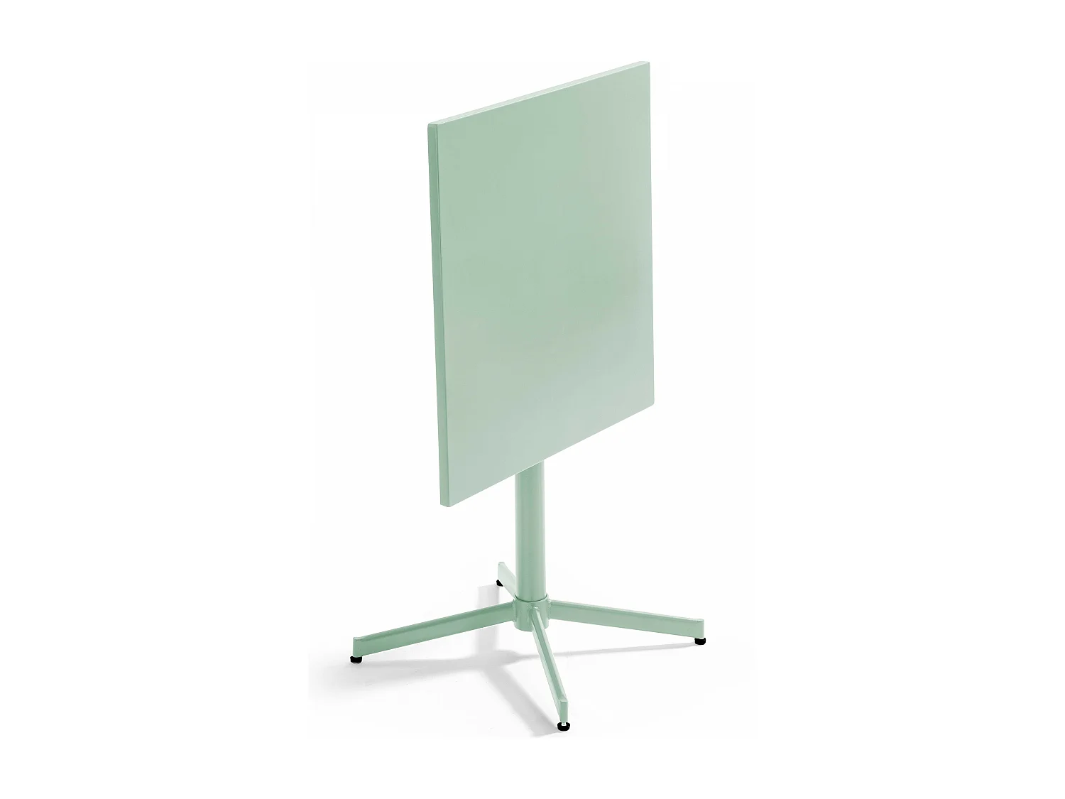 Ensemble table de jardin carrée et 2 fauteuils métal vert sauge - Palavas