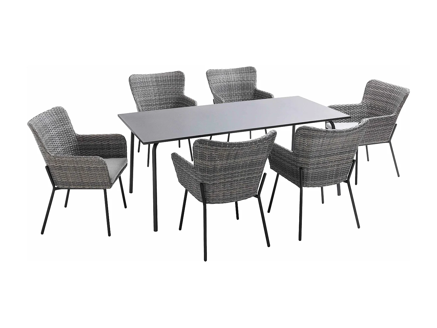 Ensemble table de terrasse et 6 chaises avec accoudoirs en résine - Palavas