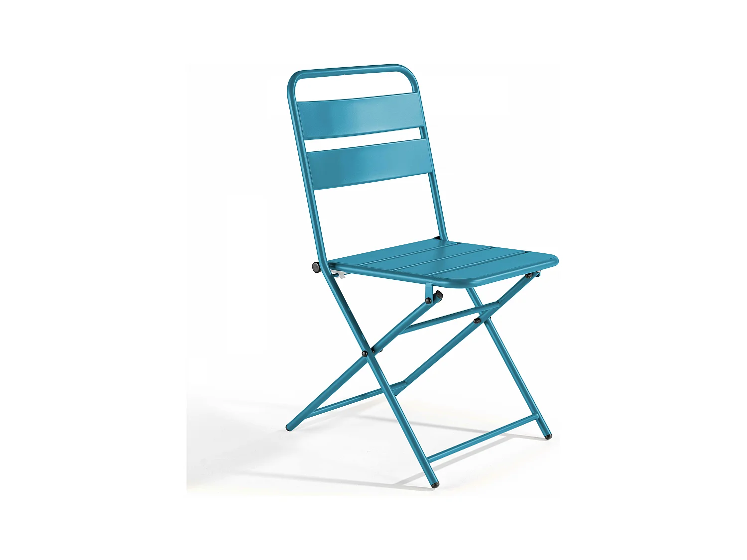 Ensemble table de jardin pliante et 2 chaises acier bleu pacific - Palavas