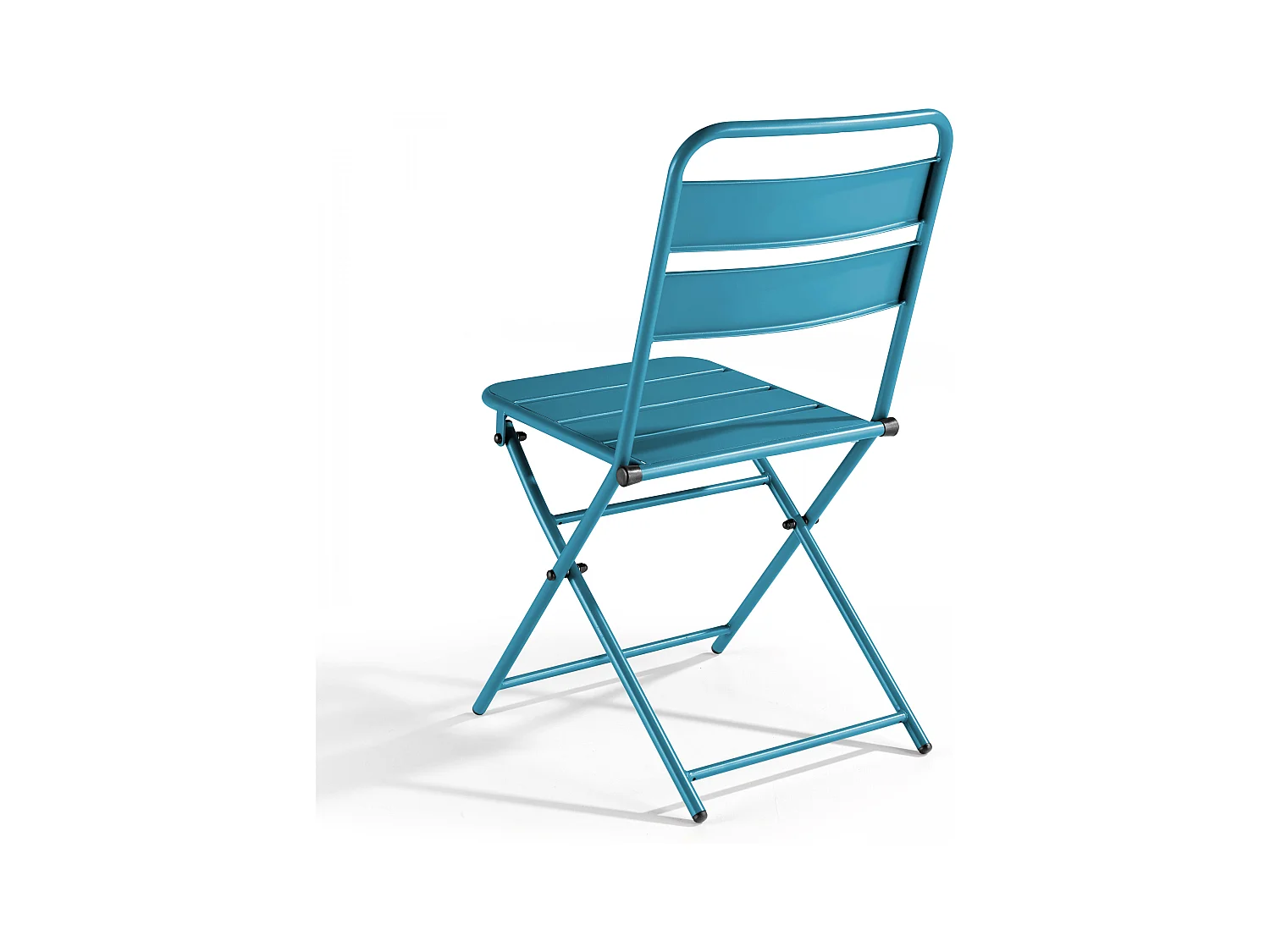 Ensemble table de jardin pliante et 2 chaises acier bleu pacific - Palavas