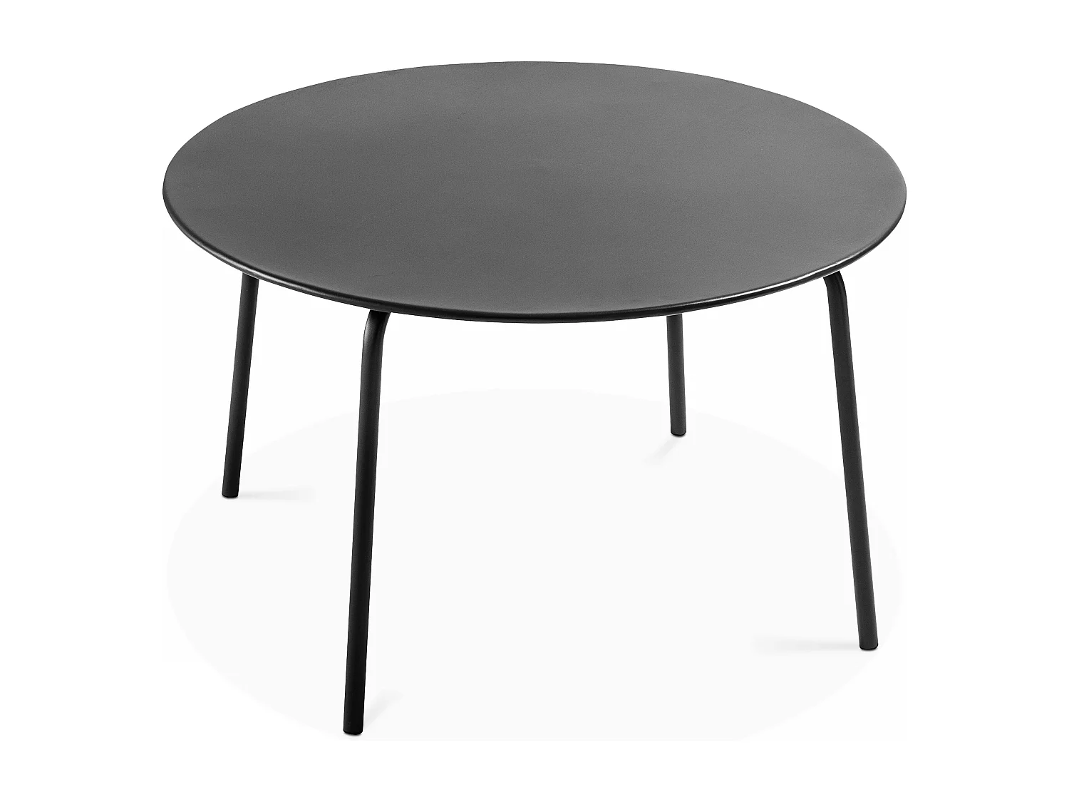 Ensemble table de jardin ronde et 6 fauteuils acier gris - Palavas