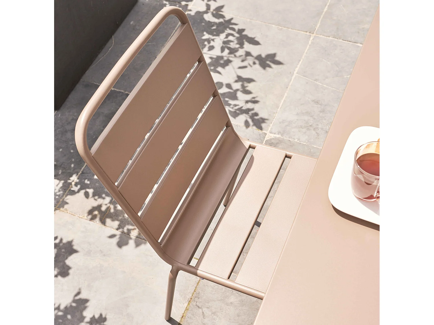 Ensemble table de jardin en métal et 4 chaises taupe - Palavas
