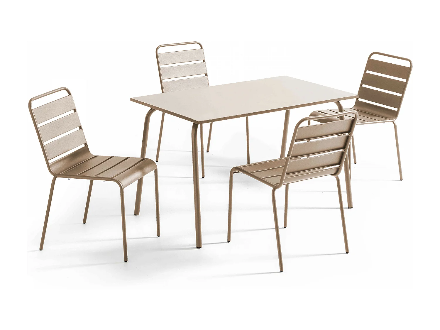Ensemble table de jardin en métal et 4 chaises taupe - Palavas