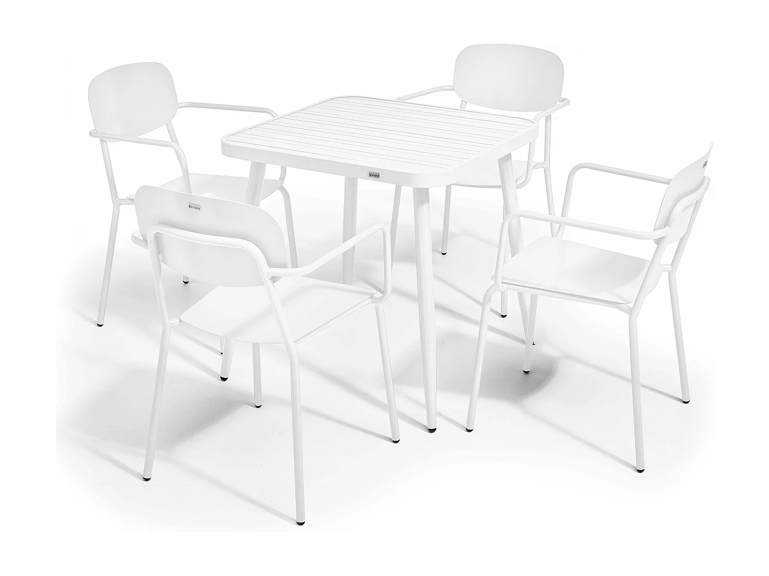 Ensemble table de jardin et 4 fauteuils en aluminium blanc