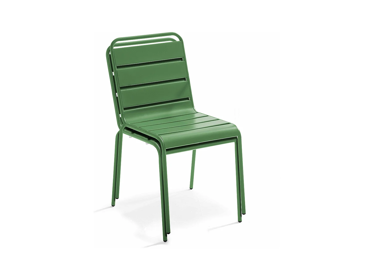 Ensemble table de jardin ronde et 4 chaises vert cactus - Palavas