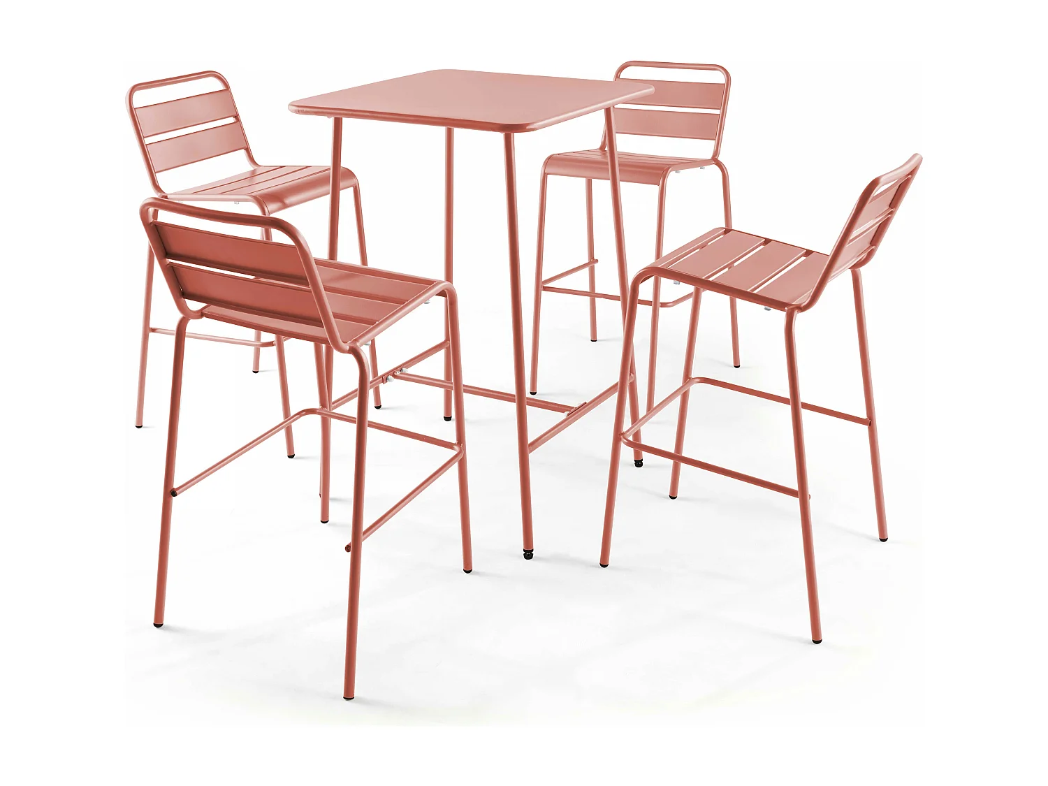 Ensemble table de bar et 4 chaises hautes en métal argile - Palavas