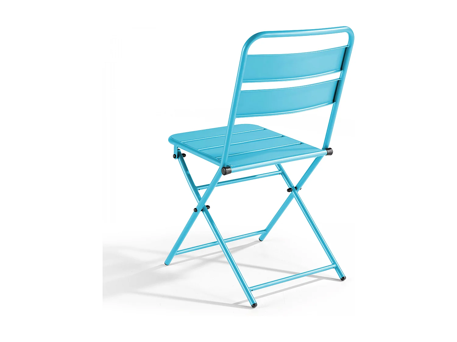 Ensemble table de jardin pliante et 2 chaises acier bleu - Palavas