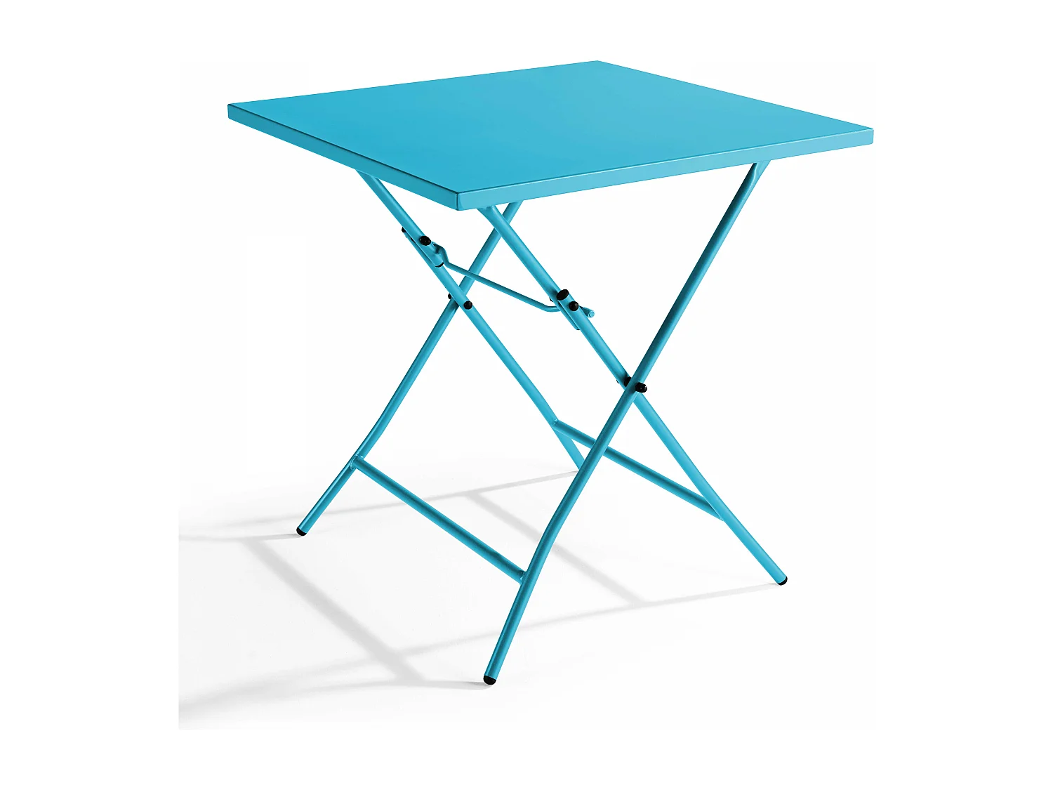 Set inklapbare tuinset en 2 blauwe stalen stoelen