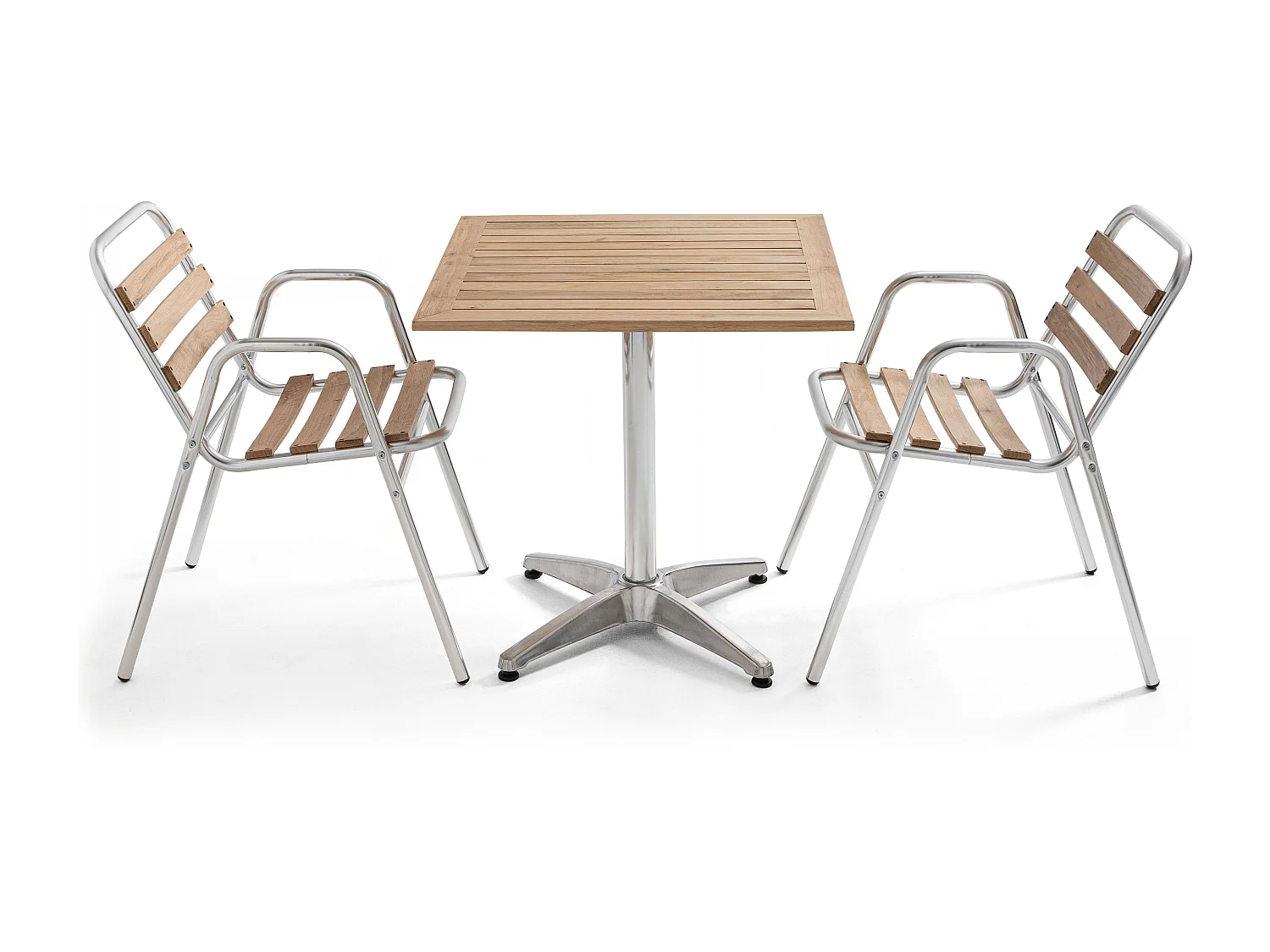 Ensemble jardin en bois et aluminium 2 personnes