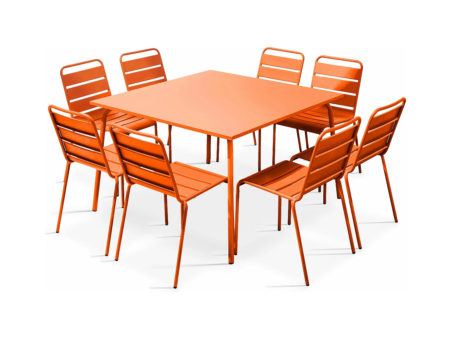 Ensemble table de jardin et 8 chaises en métal orange - Palavas