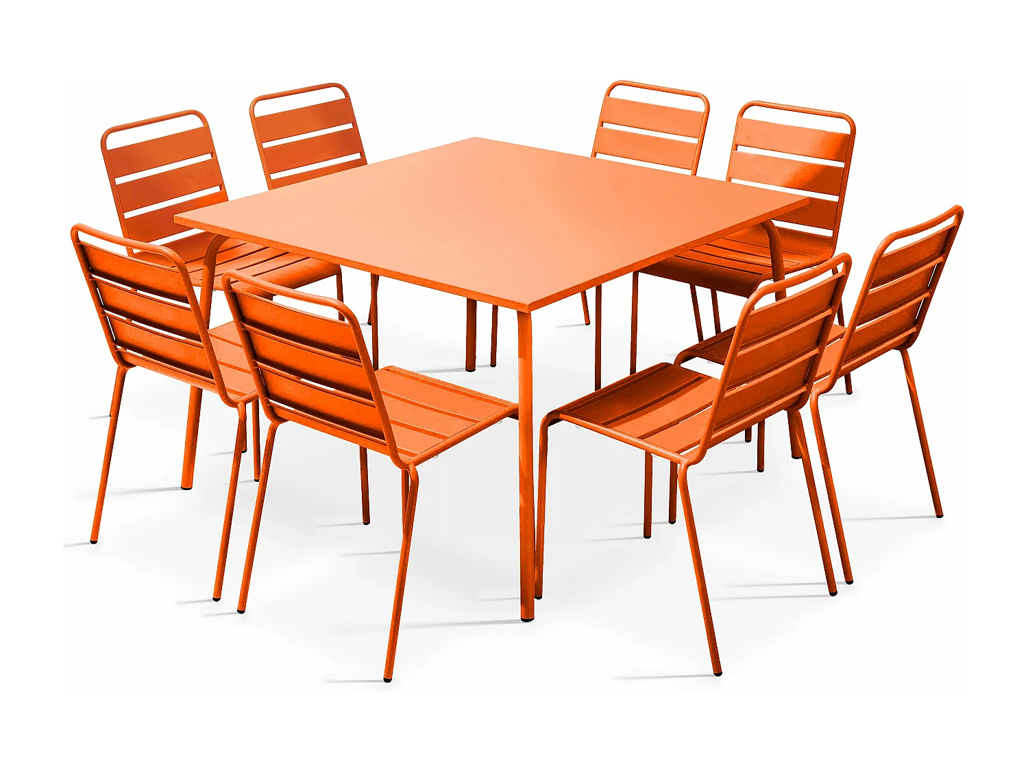 Ensemble table de jardin et 8 chaises en métal orange - Palavas