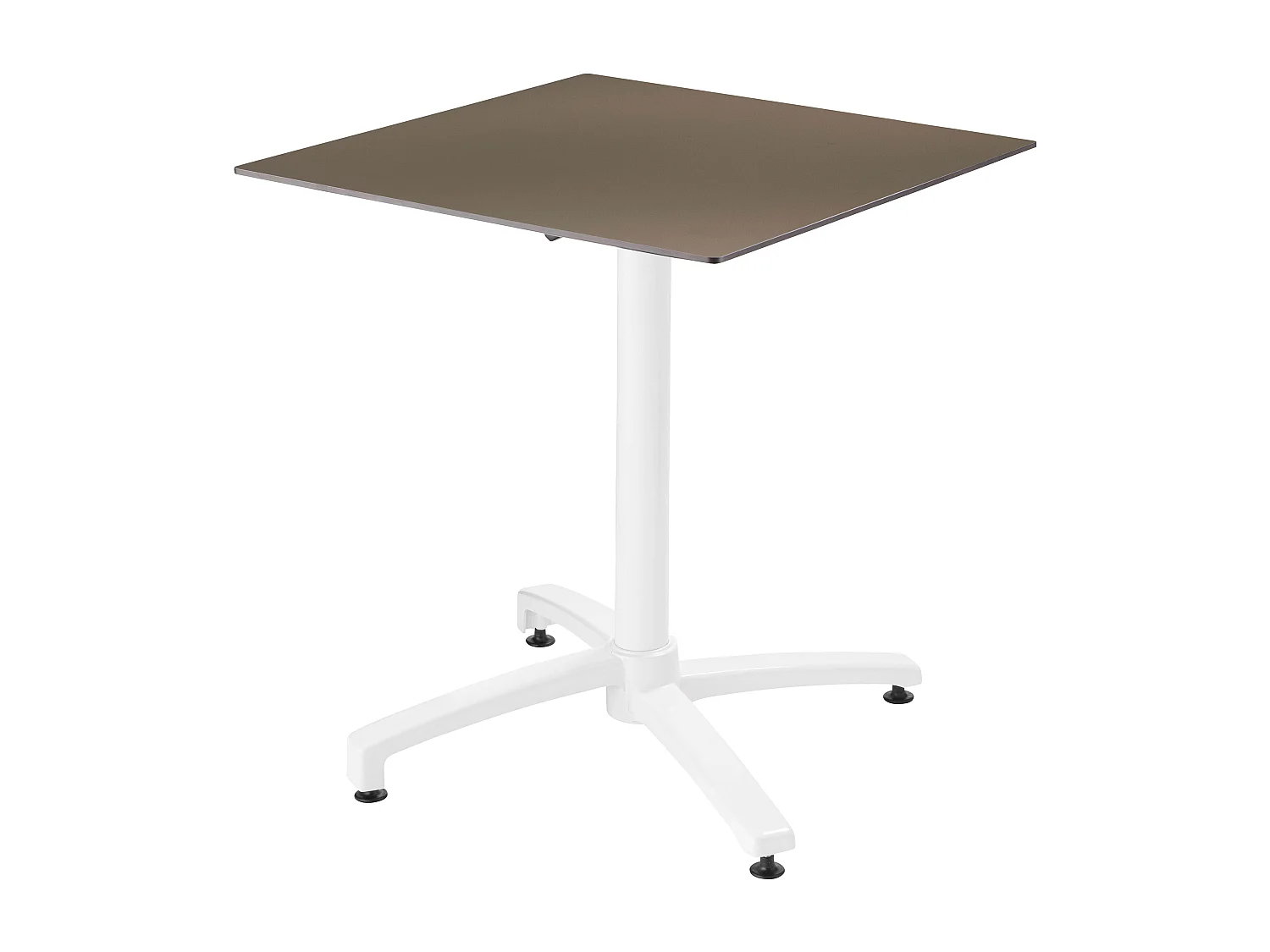 Mesa de jardín en laminado marrón topo y 2 sillones blancos