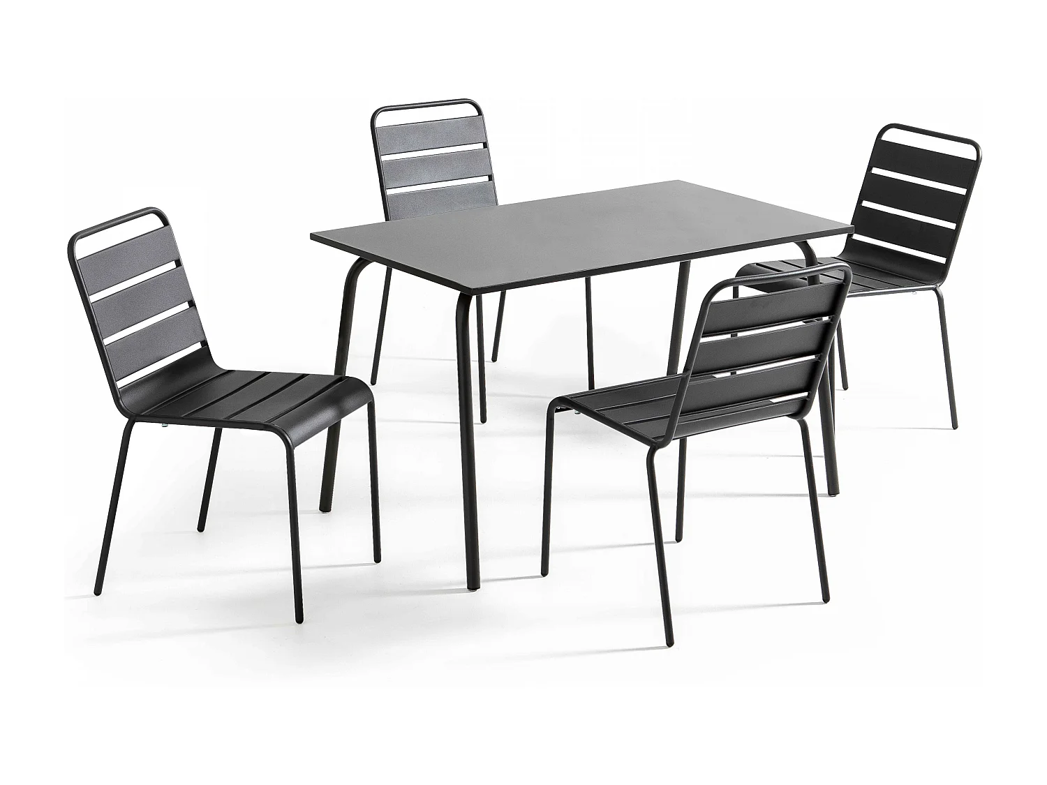Ensemble table de jardin en métal et 4 chaises anthracite - Palavas