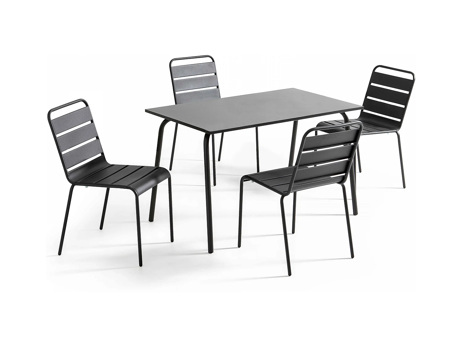 Ensemble table de jardin en métal et 4 chaises anthracite - Palavas