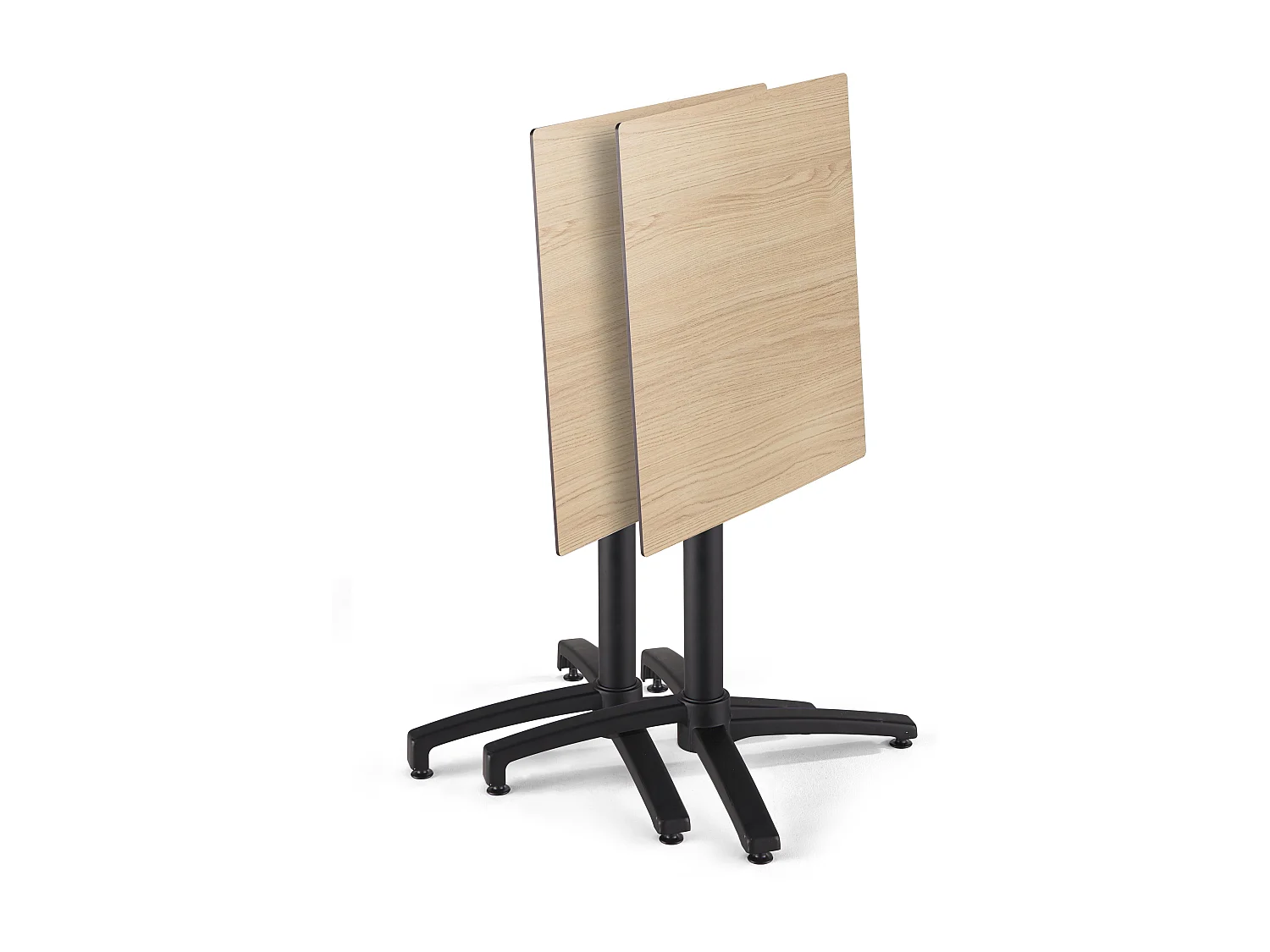 Ensemble table terrasse stratifié chene naturel et 4 fauteuils taupe