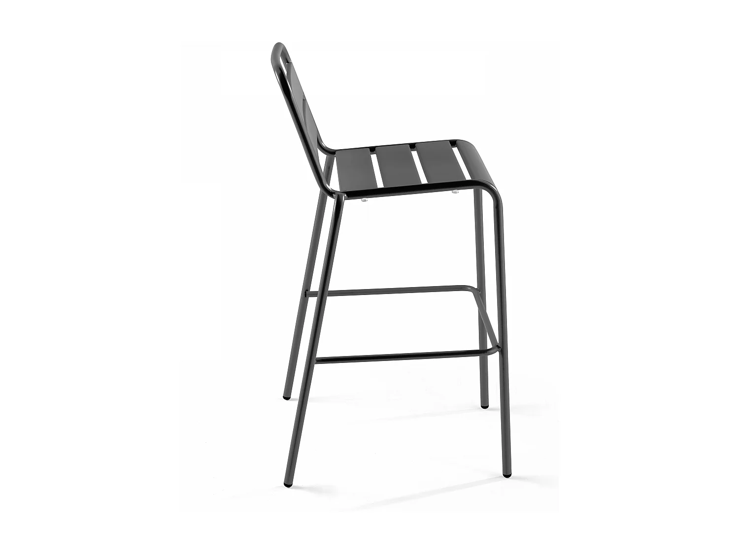 Set bartafel en 4 hoge stoelen van antraciet metaal