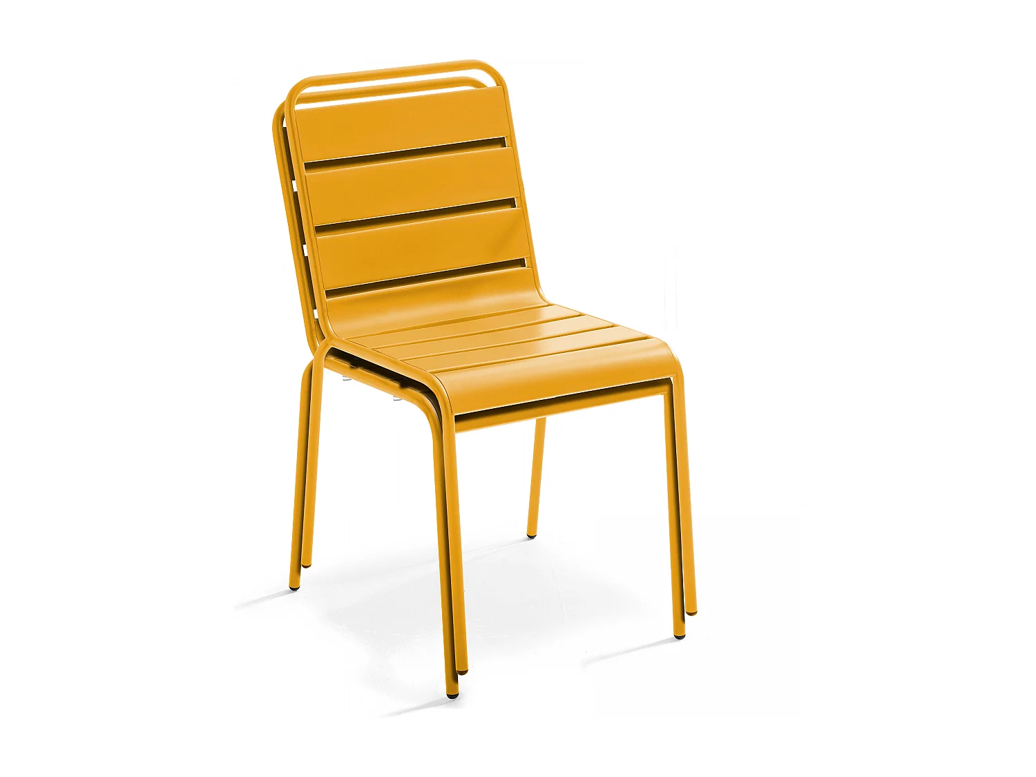 Ensemble table de jardin et 8 chaises en métal gris et jaune - Palavas