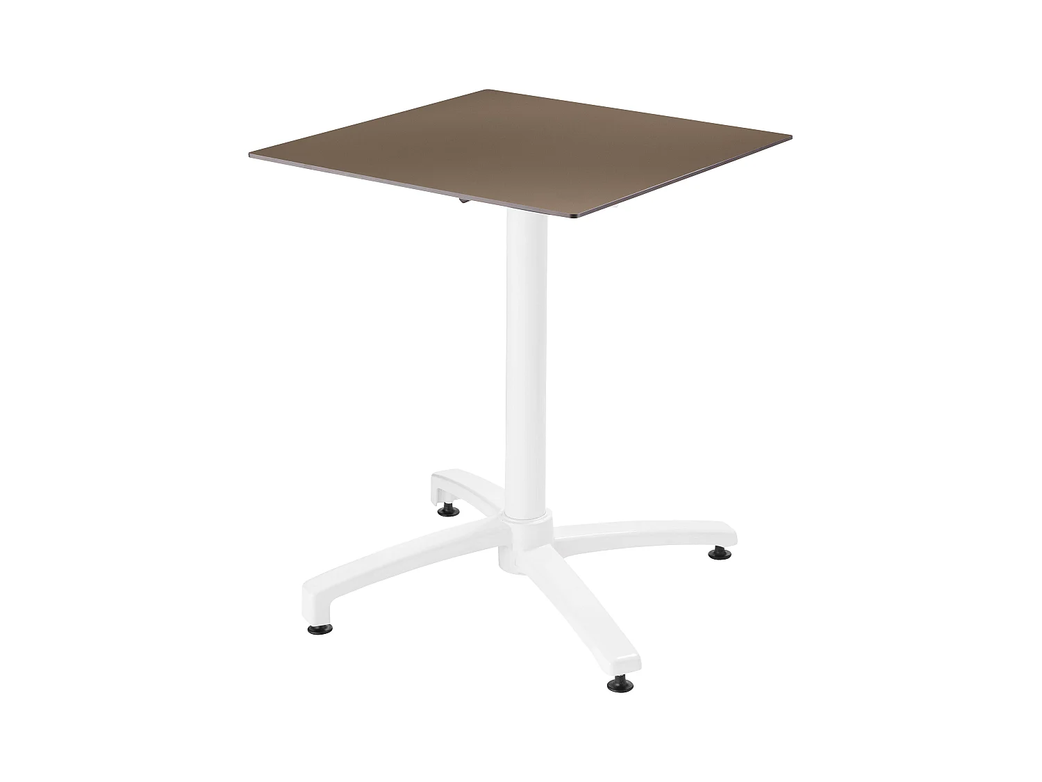 Mesa de jardín con laminado marrón topo y 2 sillones blancos