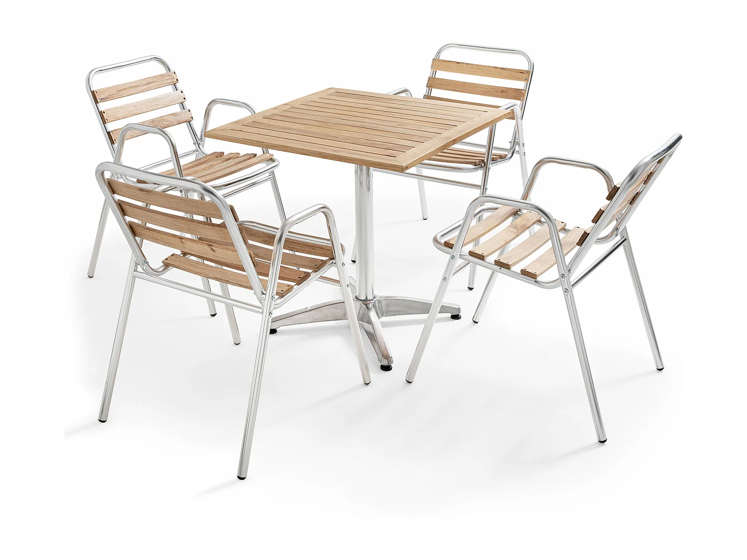 Ensemble jardin en bois et aluminium 4 personnes