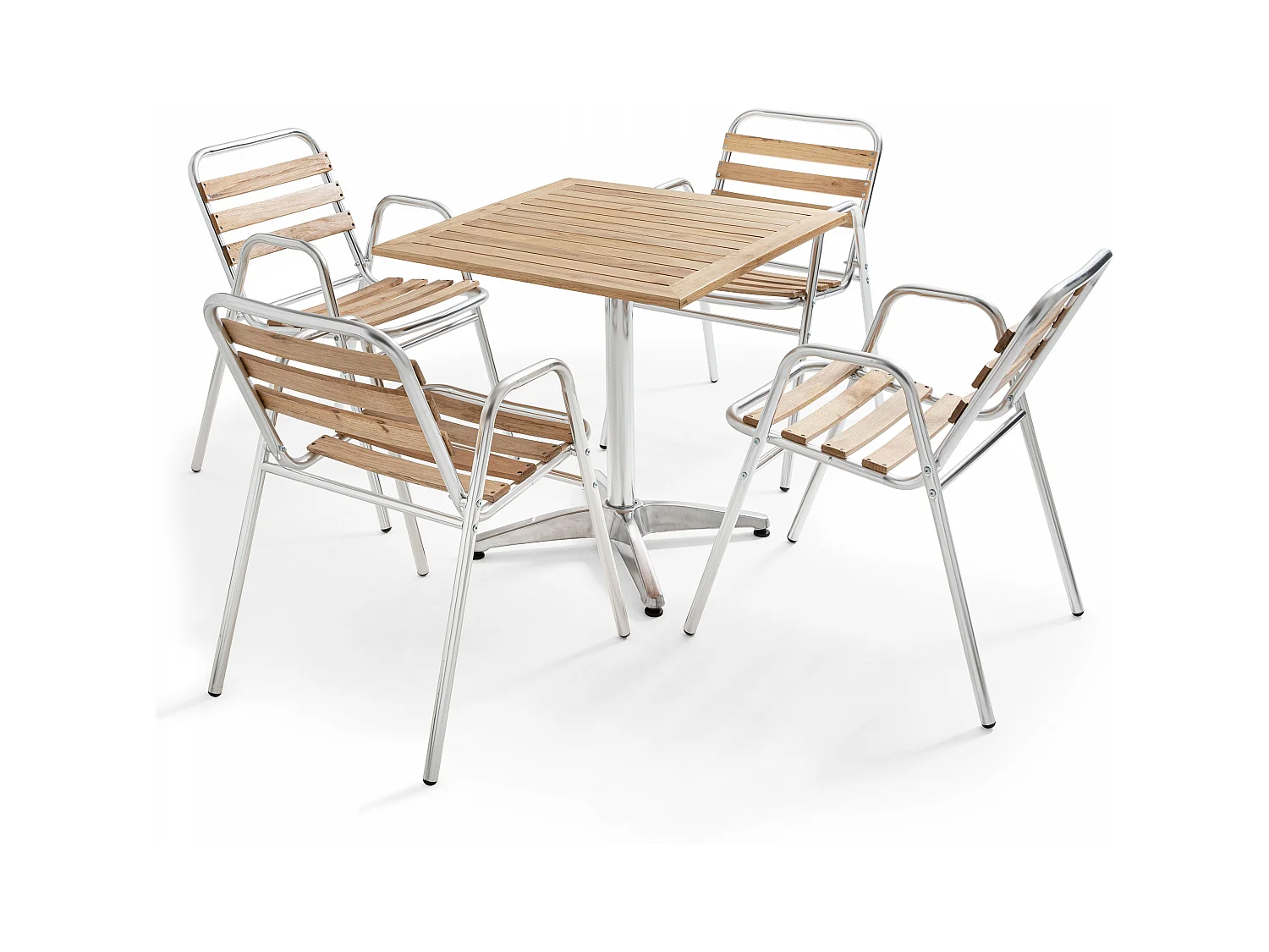Houten en terras set voor 4 personen