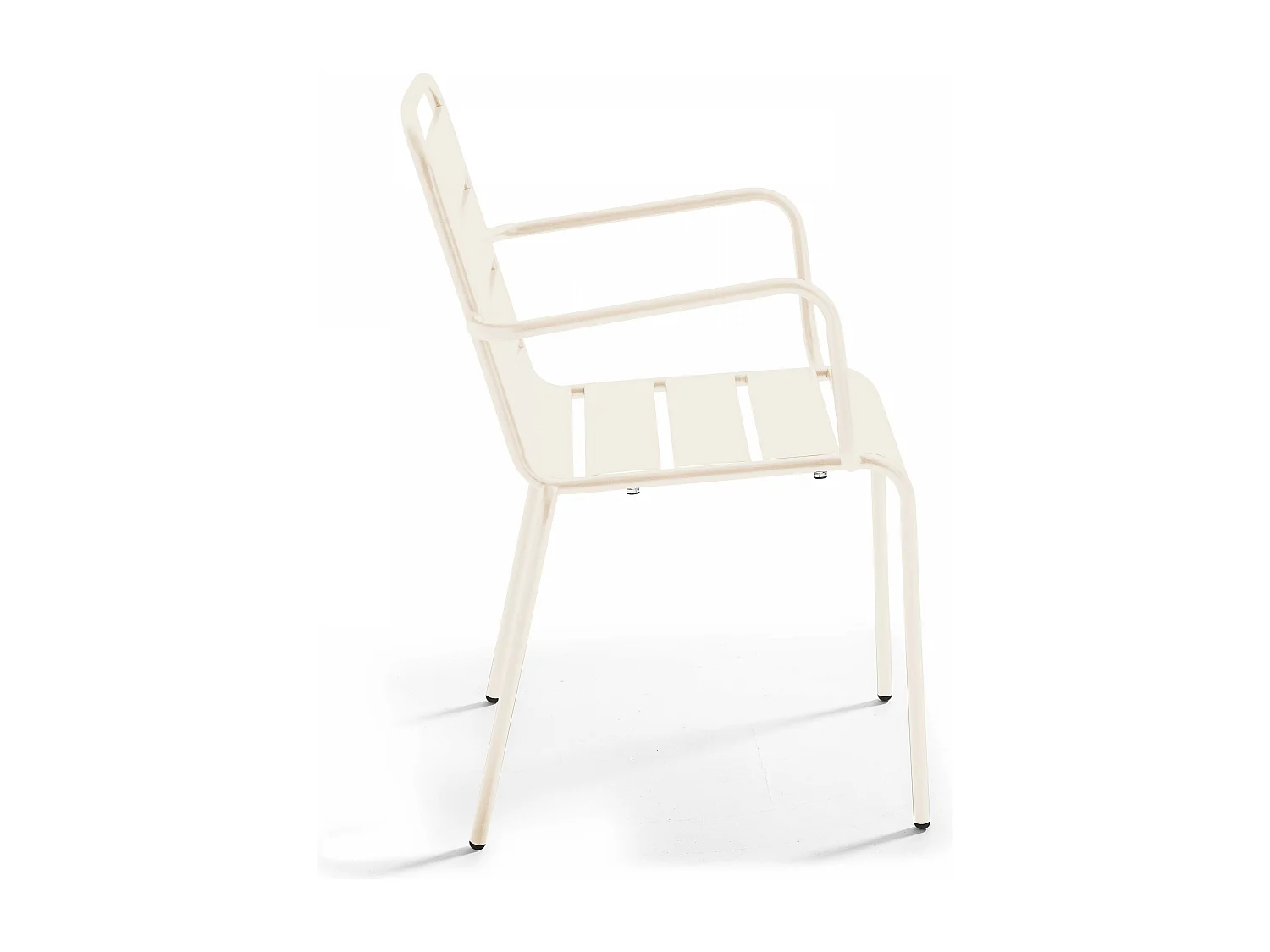 Ensemble table de jardin et 4 fauteuils métal ivoire - Palavas