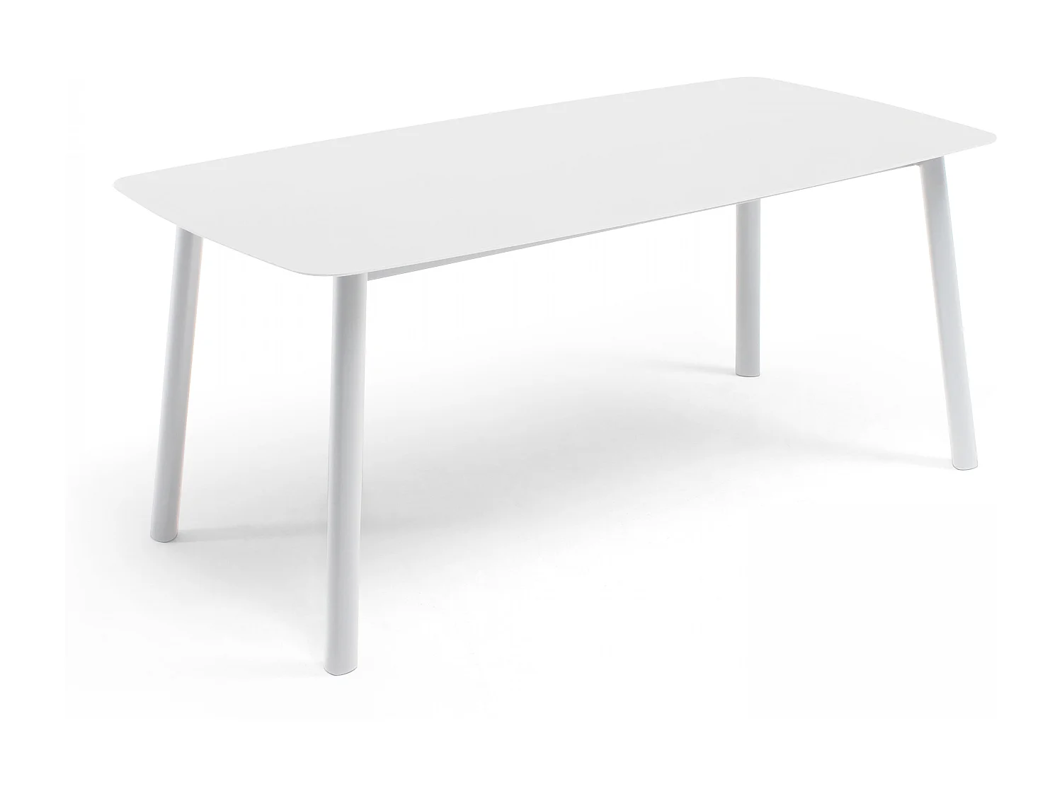 Table de terrasse aluminium et pierre, 6 chaises et 2 fauteuils blanc