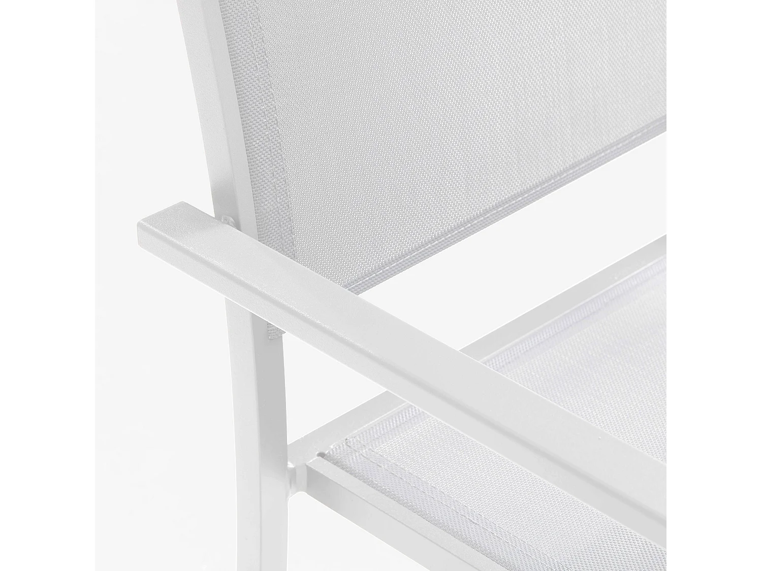 Table de terrasse aluminium et pierre, 6 chaises et 2 fauteuils blanc