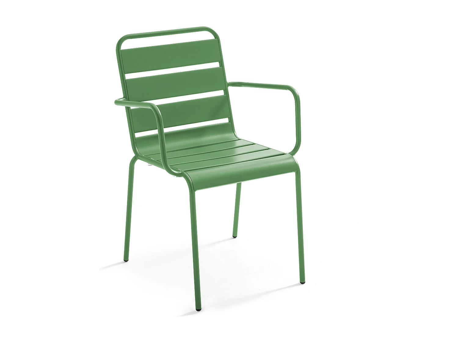 Ensemble table de jardin et 8 fauteuils en métal vert cactus et gris - Palavas