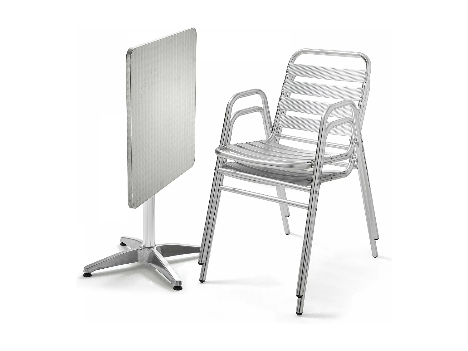 Kantelbare bistro tuinset met 2 zitplaatsen, grijs aluminium