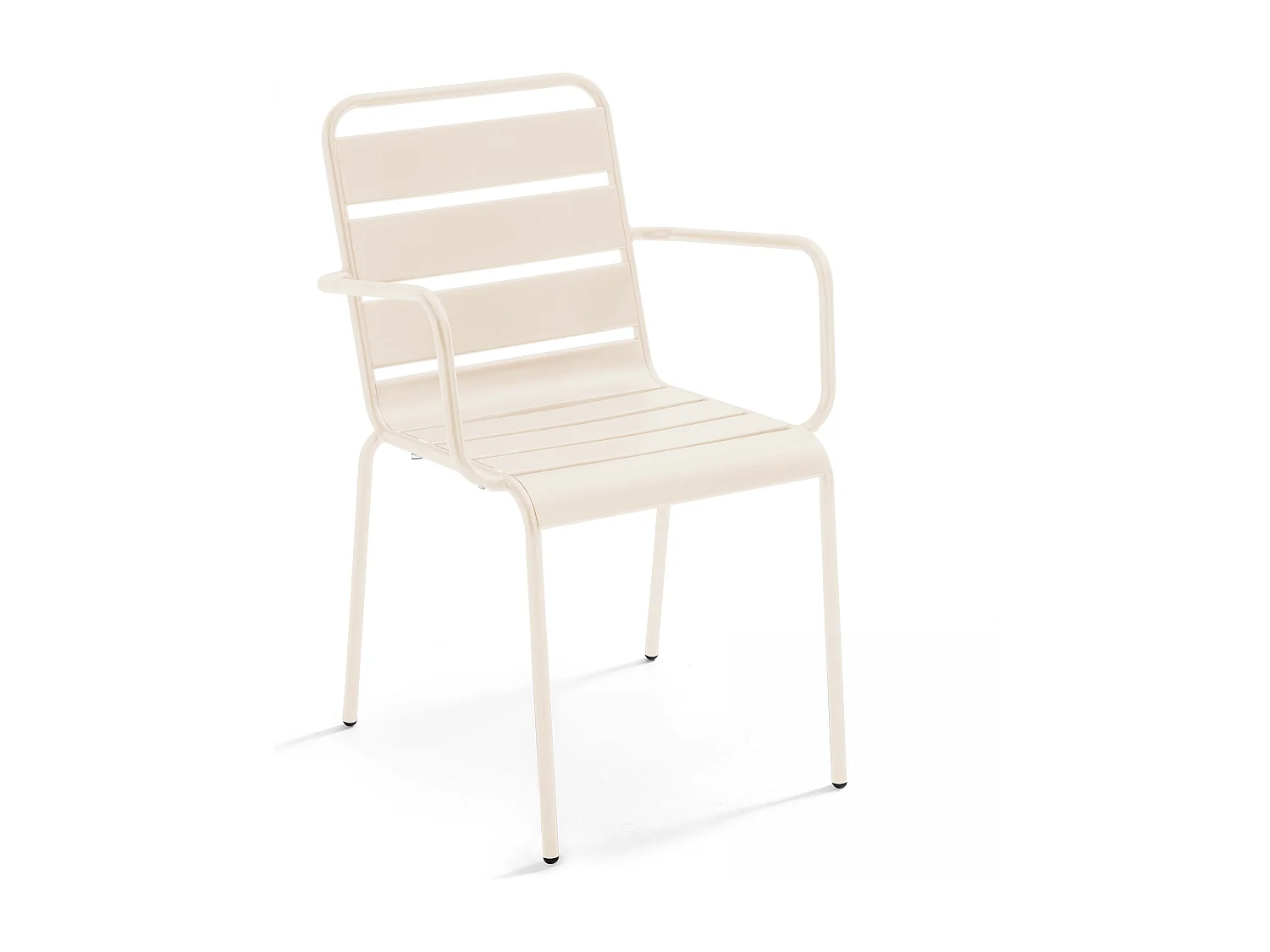 Ensemble table de jardin ronde et 6 fauteuils acier ivoire - Palavas