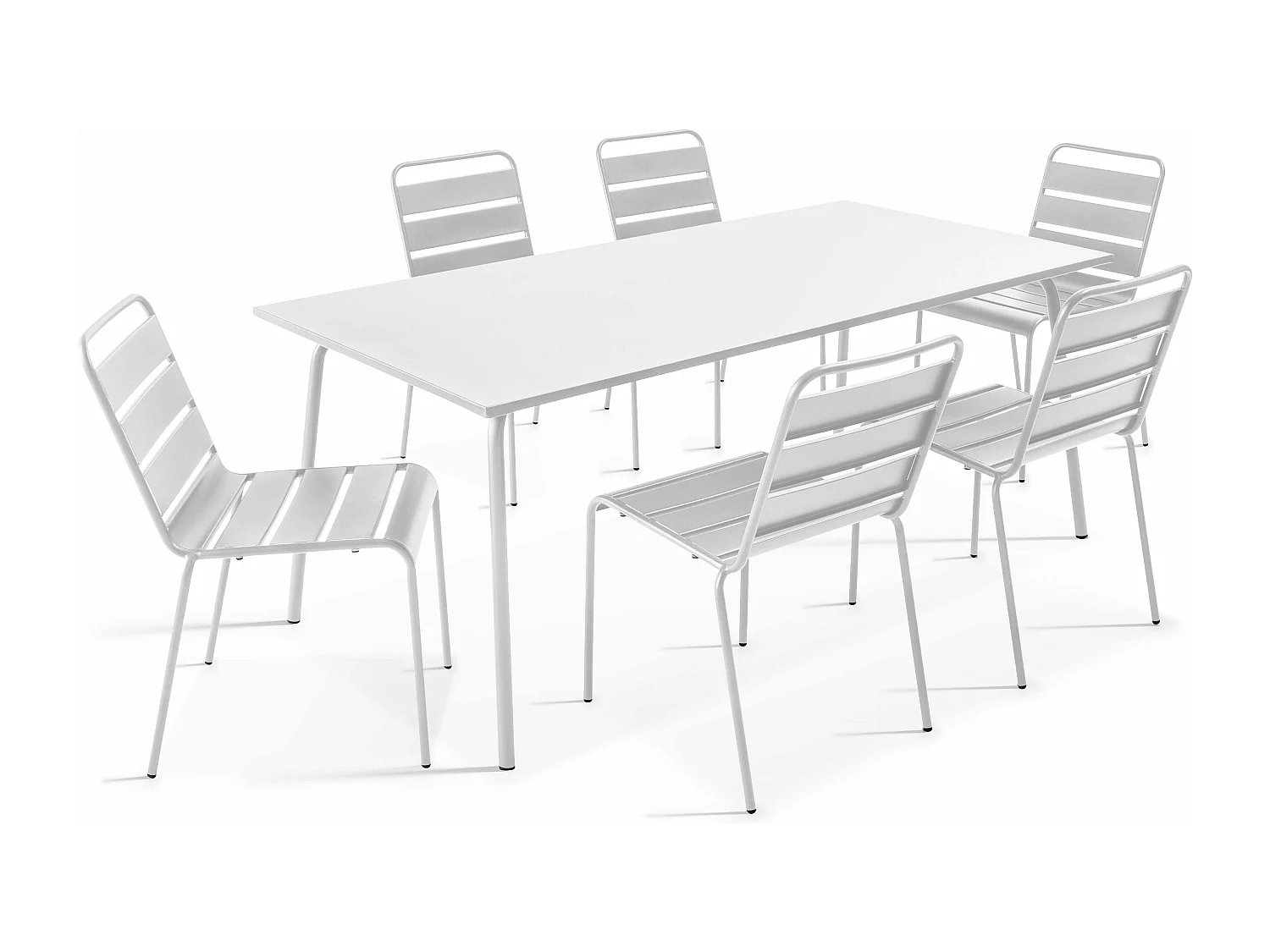 Tuinset met tafel en 6 wit stoelen