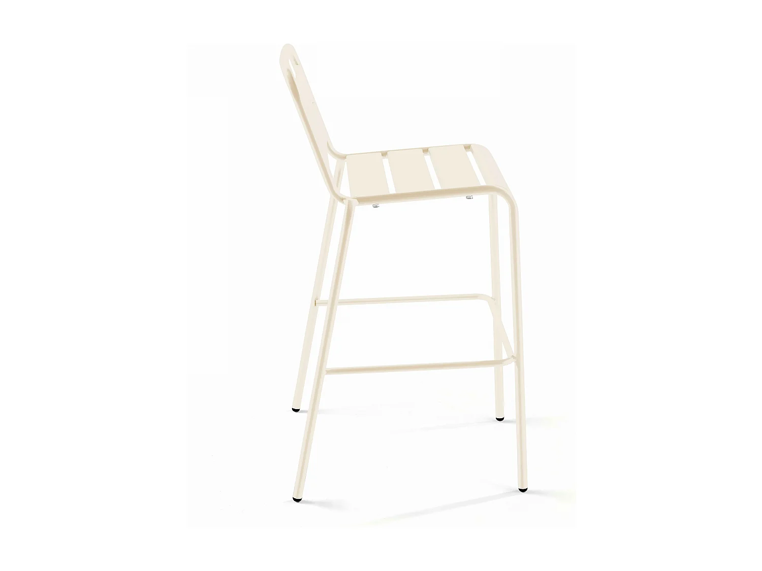 Ensemble table de bar et 2 chaises hautes en métal ivoire - Palavas