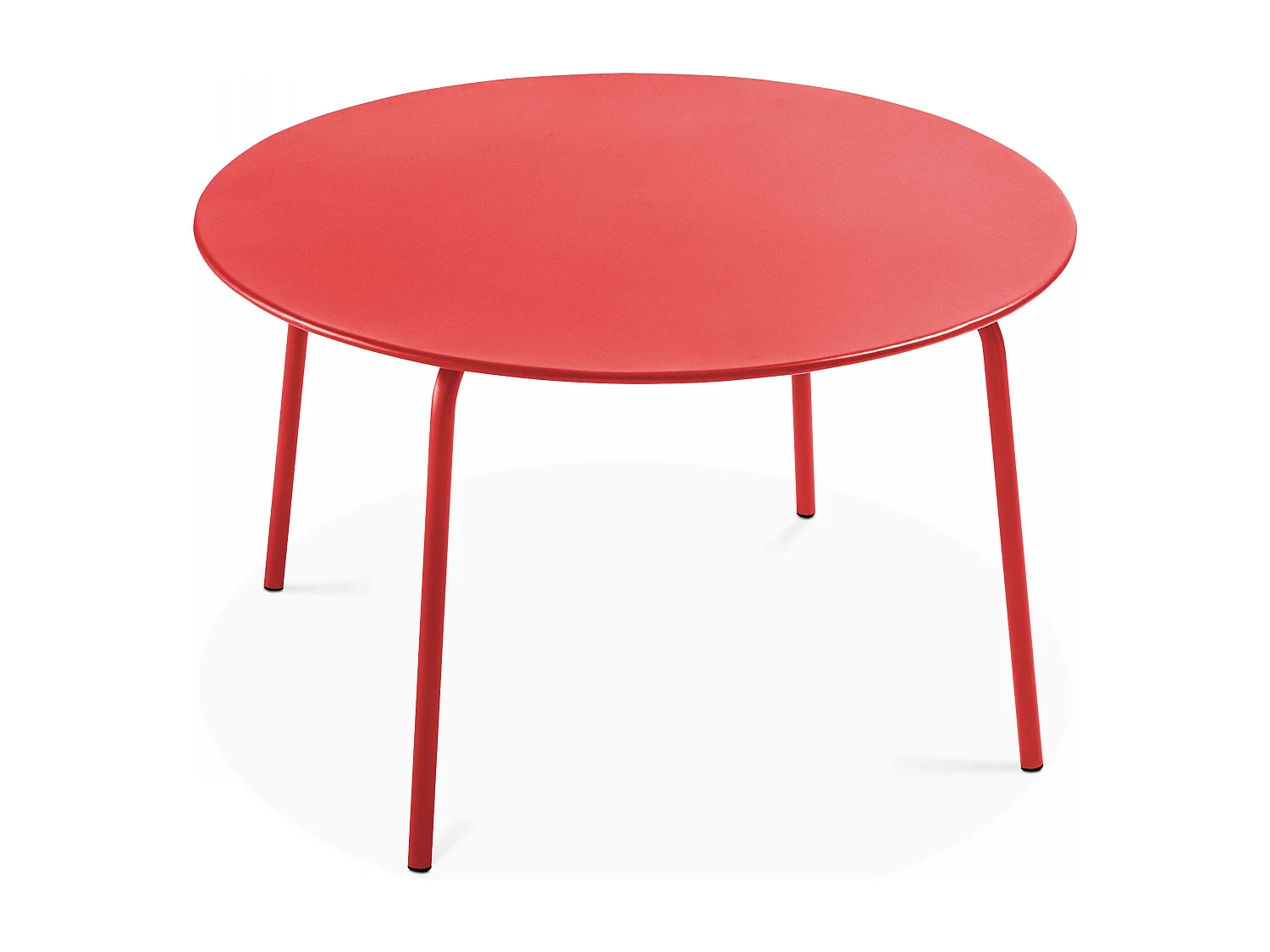 Ensemble table de jardin ronde et 6 chaises en métal rouge - Palavas