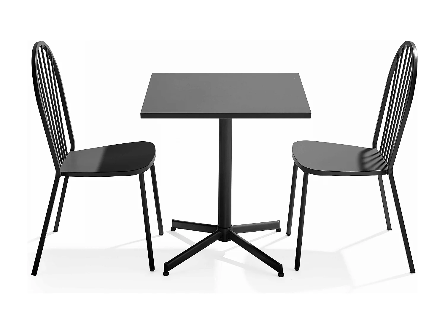 Ensemble table carrée de jardin et 2 chaises bistrot gris - Palavas